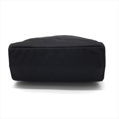 Prada Nylon Tessuto Metal Handle Hand Bag Black Bag