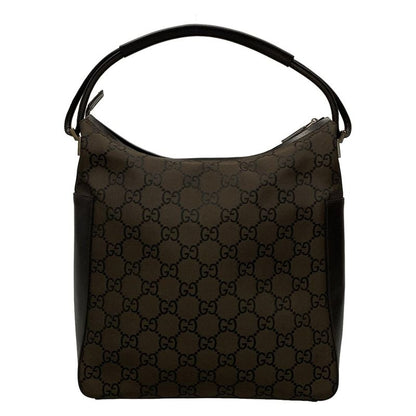 Gucci Handbag GG Pattern 13730 Dark Brown And Black Leather