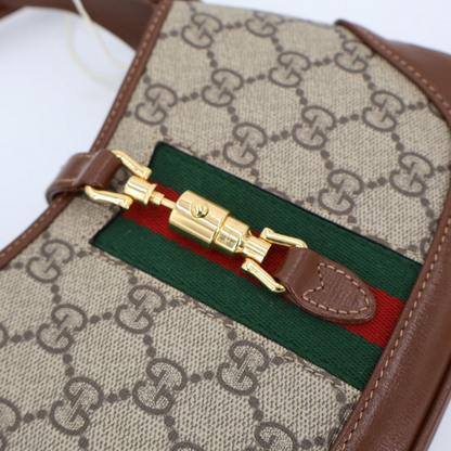 Gucci Jackie 1961 Mini Bag Beige And Brown GG Supreme Canvas And Leather 637092