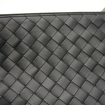Bottega Veneta Intrecciato Leather Large Pouch Clutch Bag Black
