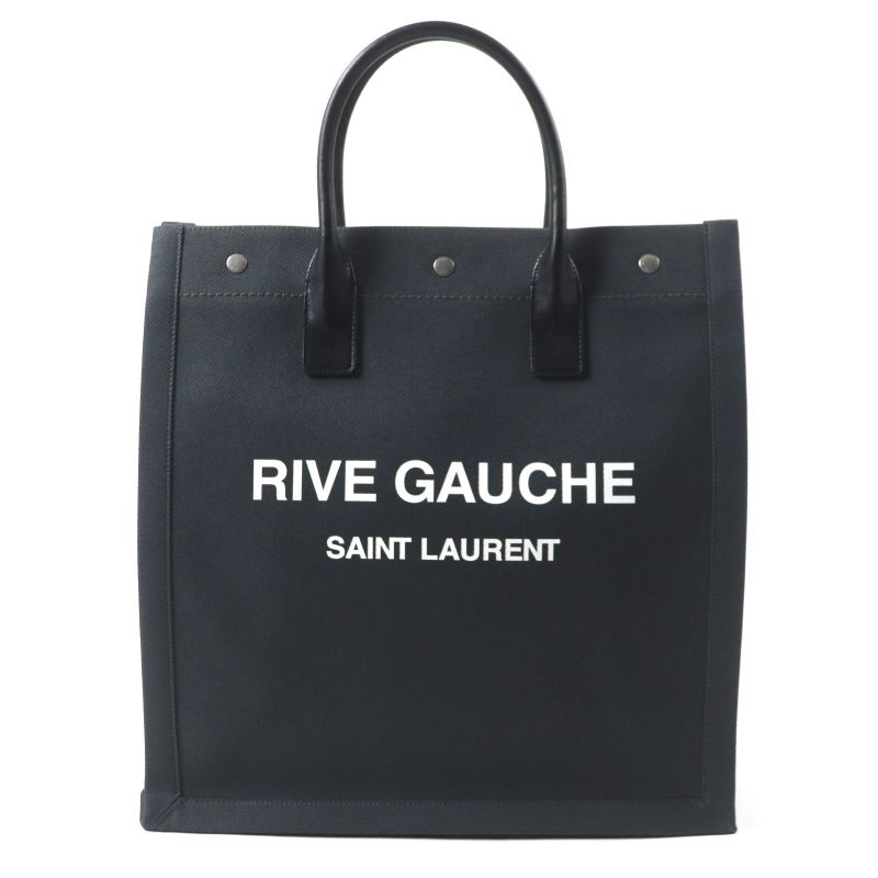  Saint Laurent Paris 632539 Rive Gauche N/S Canvas Leather Tote Bag Dark Gray