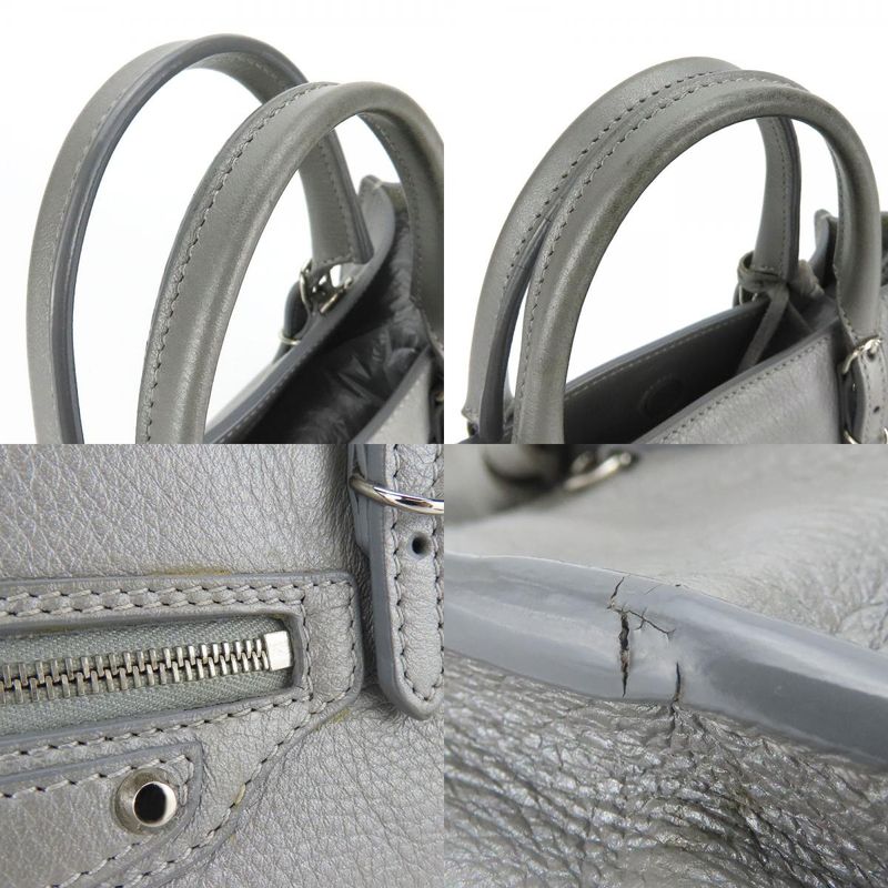 Balenciaga Handbag Paper Mini 357333 Leather Silver 2WAY Shoulder Women