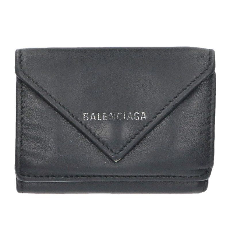 Balenciaga 504564 Logo Leather Trifold Wallet For Men