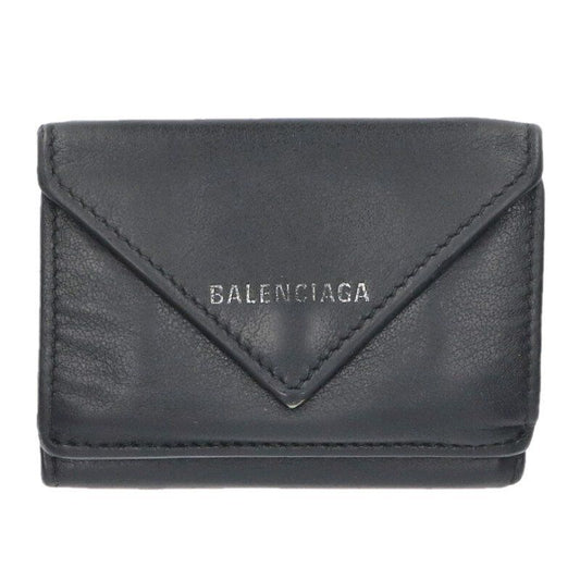 Balenciaga 504564 Logo Leather Trifold Wallet For Men