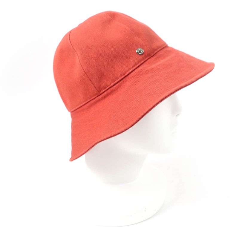 Hermes Serie Hardware 100% Cotton Canvas Hat Orange 57 Made In France Genuine
