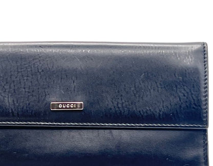 Gucci Long Wallet Logo Black Leather 08bs166