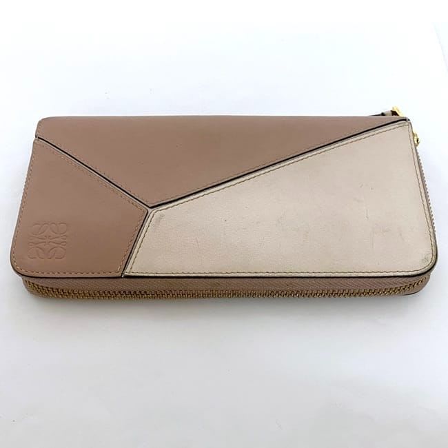 Loewe Round Zipper Long Wallet Pink Beige