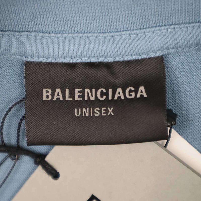 Balenciaga 25ss Medium Fit T-Shirt Taping Logo T-Shirt 764235 Tsvg2 Blue S