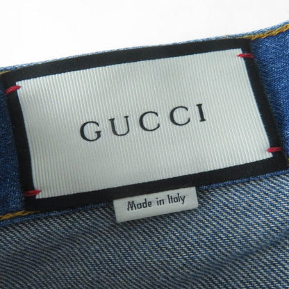 Gucci 456973 100% Cotton Flower Embroidered Denim Skirt Mini Skirt Indigo 42