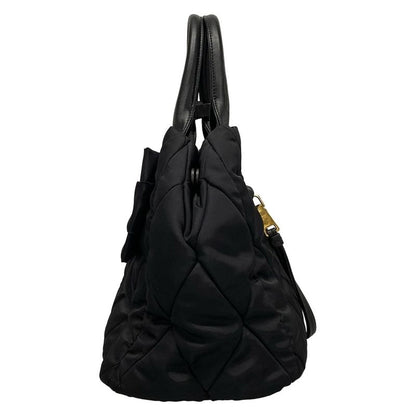 Prada Tote Bag New Tessuto Bomber 1bg005 Black Leather