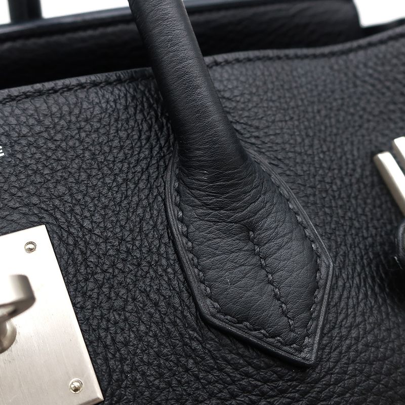Hermes Handbag Birkin 35 Togo Black Matte Silver Hardware Black D Engraved