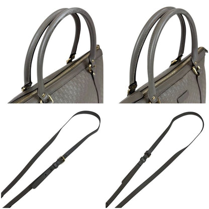 Gucci Micro Shimmer Leather Mini Tote Bag Shoulder Bag 2WAY Light Gray Leather