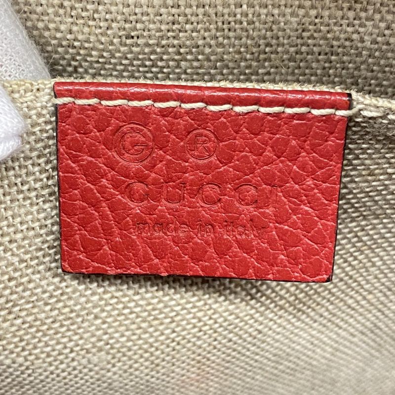 Gucci Shoulder Bag GG Canvas 449413 Canvas Brown Red Chien Pan Gold Hardware