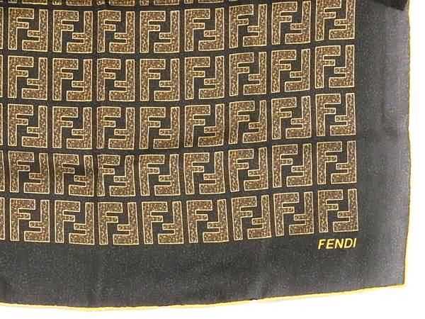 Fendi 100% Silk Scarf Handkerchief With Zucca Pattern Ladies Brown