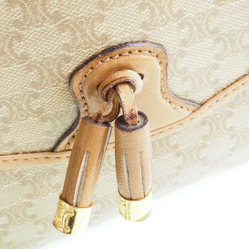 Celine Old Celine Macadam Pattern PVC Beige Ladies Shoulder Bag