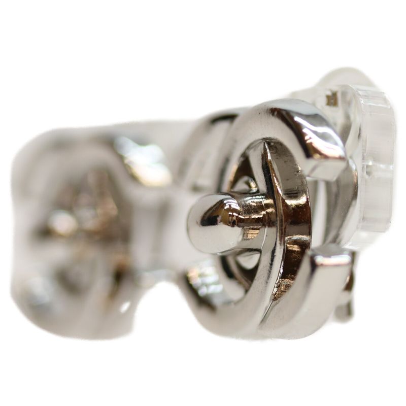 Chanel 96P Silver Turnlock Coco Mark Earrings