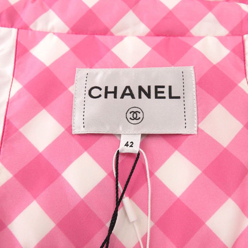 Chanel Sequin Patch 23C P74093 V65695 Size 42 Silk Nylon Polyester Pink Coat