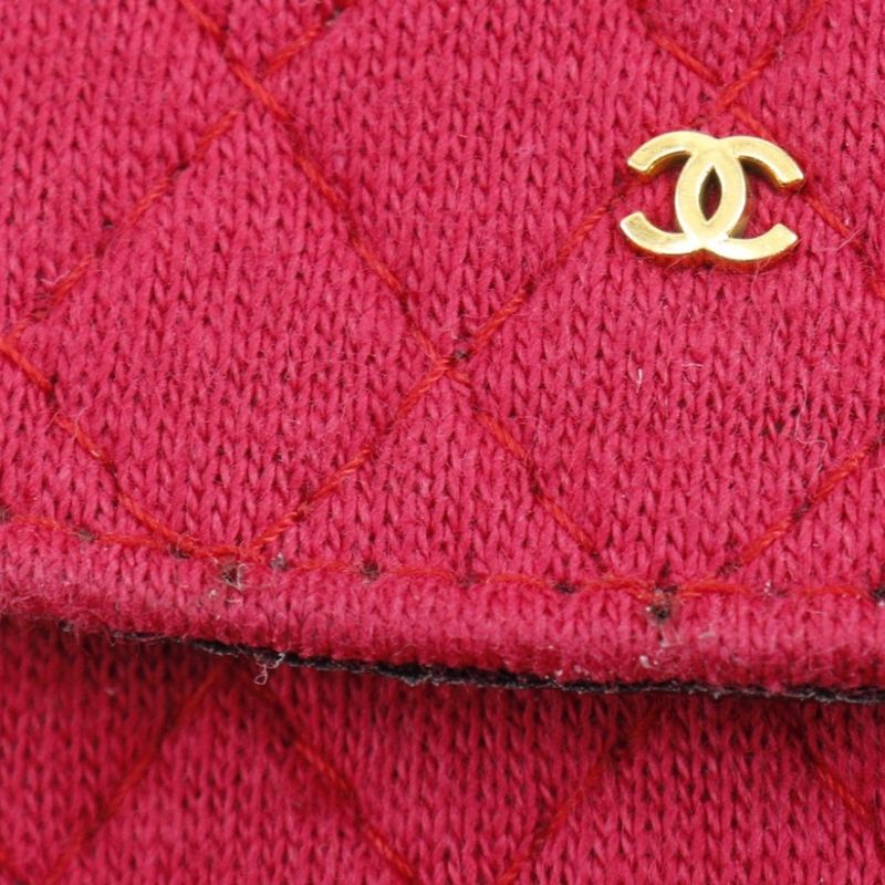 Chanel Chain Pouch Micro Cotton Red Ladies Pouch