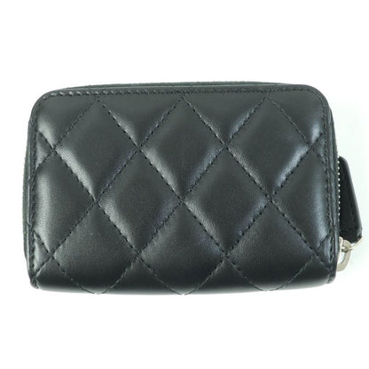 CHANEL Ap0216 Matelasse Classic Lambskin Coin Case With Coco Mark Black Silver