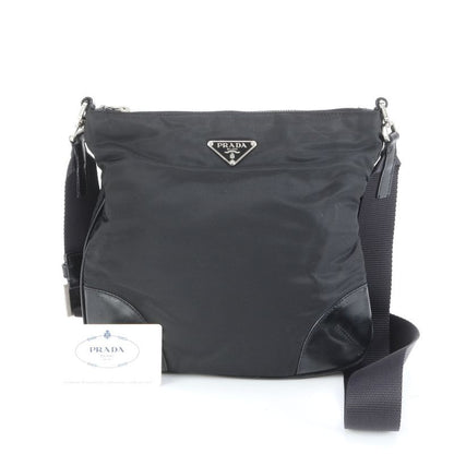Prada Authenticity With Card Tessuto Nylon Triangle Logo Leather Shoulder Bag
