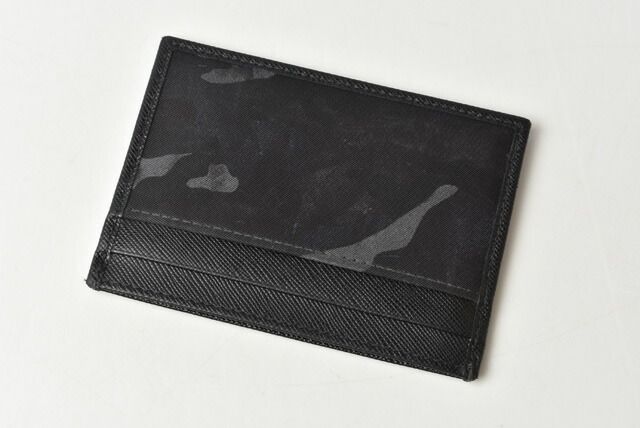 Prada Card Case Business Card Holder Men's Prada 2m1149 Camofula Black Dark Blue