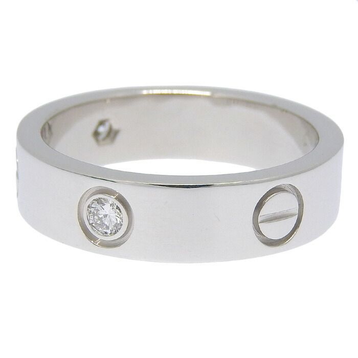 Cartier Love Half Diamond Ring 18K White Gold 750 White Gold Diamond #59