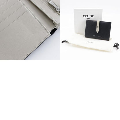 Celine Medium Strap Calf Black/beige Women's Fold Wallet
