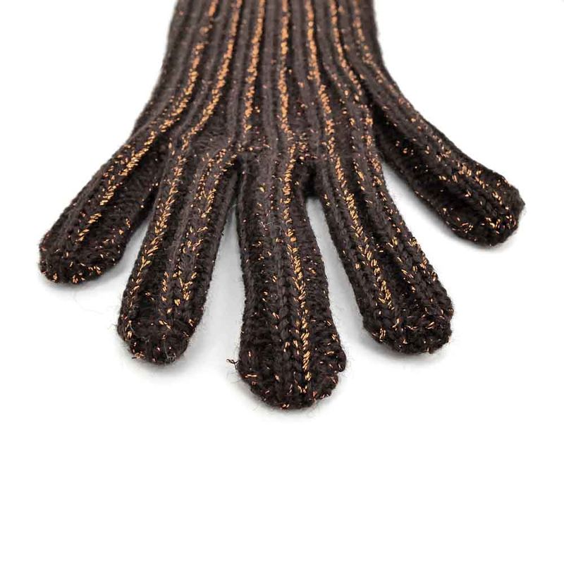 Prada Long Gloves Brown Orange Lamé Gloves S Ladies Women