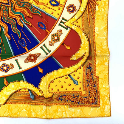Grade Hermes Scarf Carre 90 Carpe DIEM Enjoy The Day Yellow Sun Moon Stars