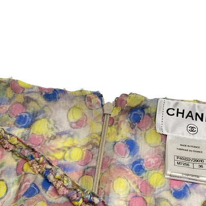 Chanel Dress Size 36 S Ladies - P40222 Pink X Yellow X Multi Short Sleeves Knee