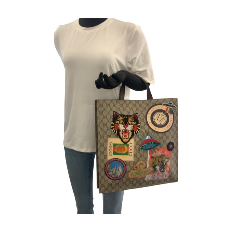 Gucci Embroidery Courier Applique Beige Multicolor GG Supreme Canvas 474084