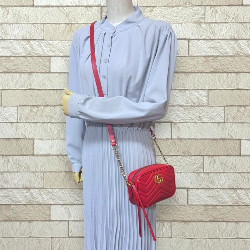 Gucci GG Marmont Shoulder Bag Leather 448065 Red Ladies Gucci  Gucci