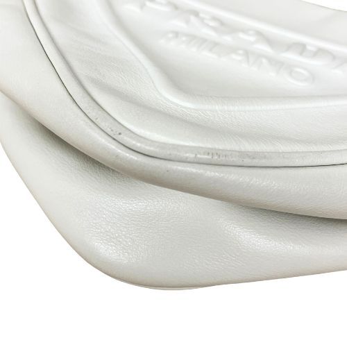 Prada Shoulder Bag Leather Triangle 1bh190 White