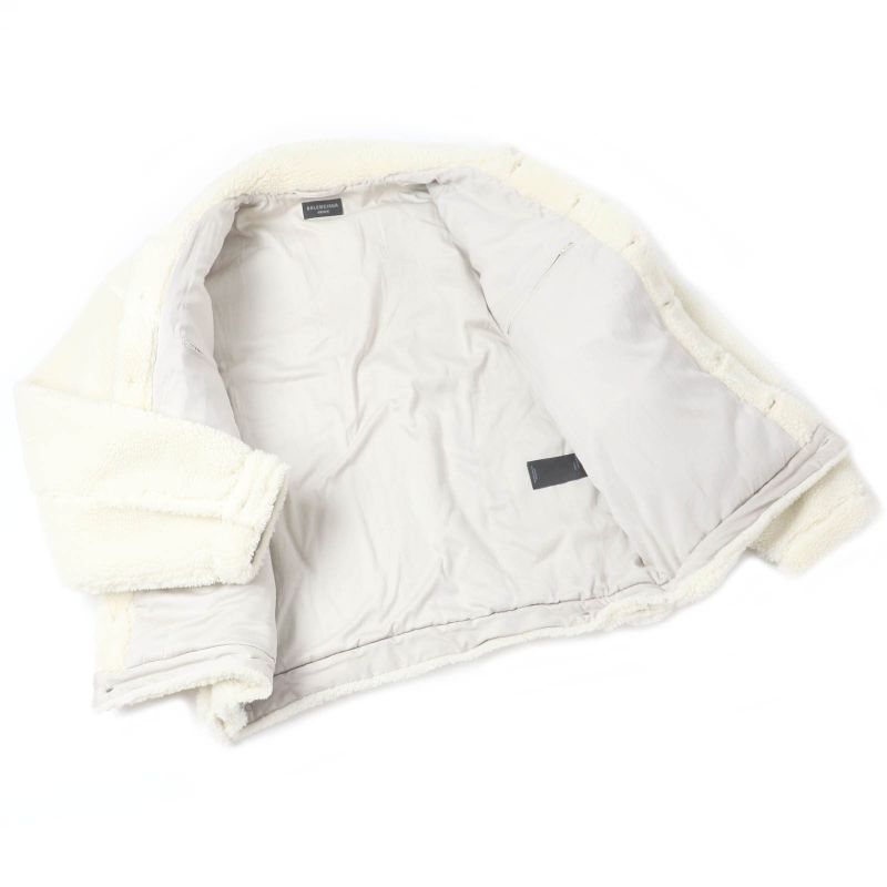 Balenciaga 23AW 774376 Unisex Oversized Boa Jacket Blouson Ivory 2 Made In