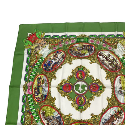 Hermes Carre 90 Scarf Silk L Entente Cordiale French-english Alliance Green