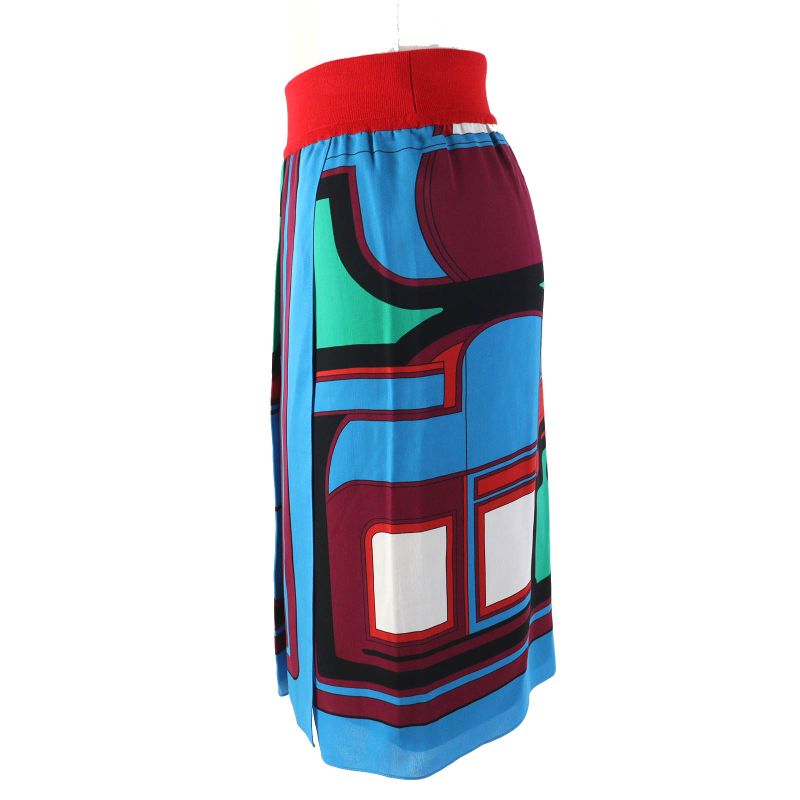 Hermes 522823do 100% Silk All-over Design Twill Laine Wrap Skirt Multicolor 38