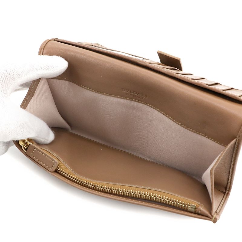 Bulgari Bvlgari Bulgari BF Long Wallet Leather Brown 33625 Gold Hardware Long