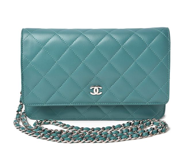 Chanel Chain Wallet Shoulder Bag Long Wallet Clutch Turquoise