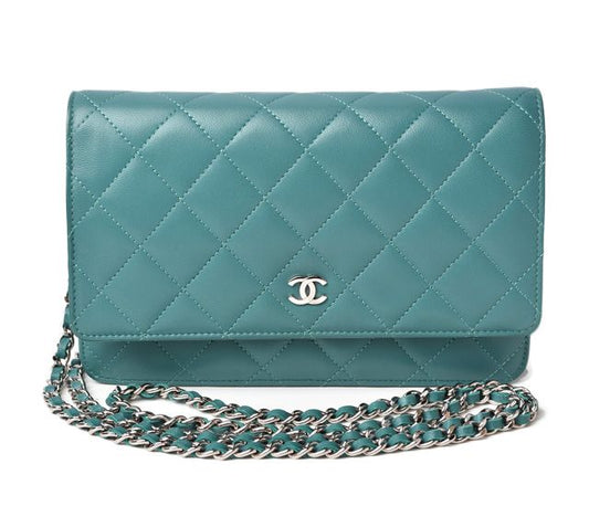 Chanel Chain Wallet Shoulder Bag Long Wallet Clutch Turquoise