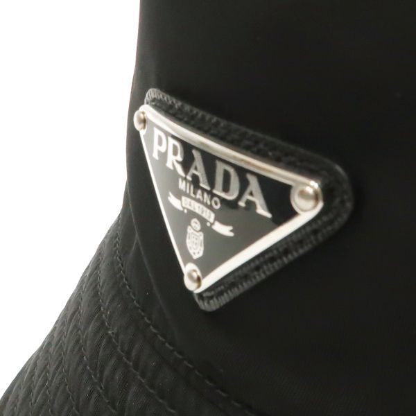 Prada Bucket Hat 1hc137 2DMI Bucket Hat Re-nylon Nylon M Size Triangle Plate