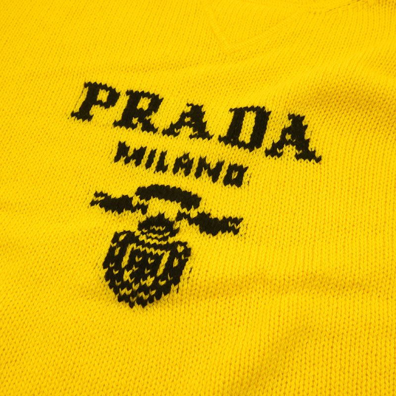 Prada Front Logo Sweater Knit P24g1v 42 Yellow