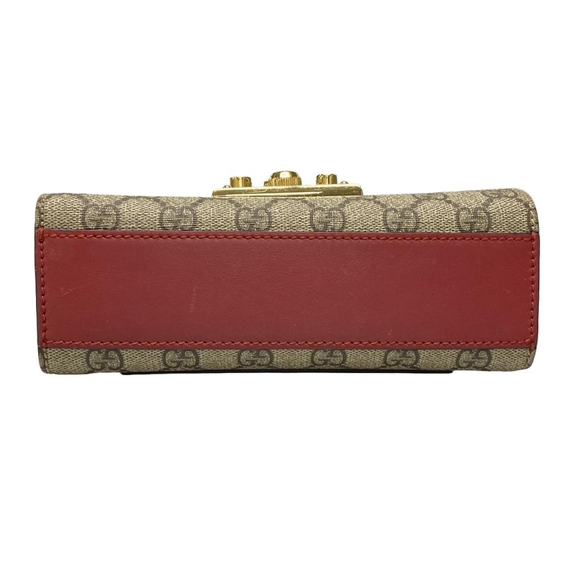 Gucci Shoulder Bag Padlock GG Small 409487 Dark Brown X Red X Multi Chain