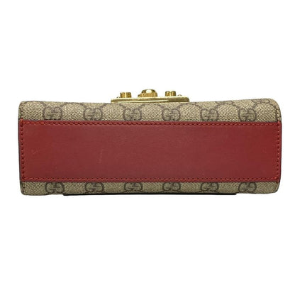Gucci Shoulder Bag Padlock GG Small 409487 Dark Brown X Red X Multi Chain