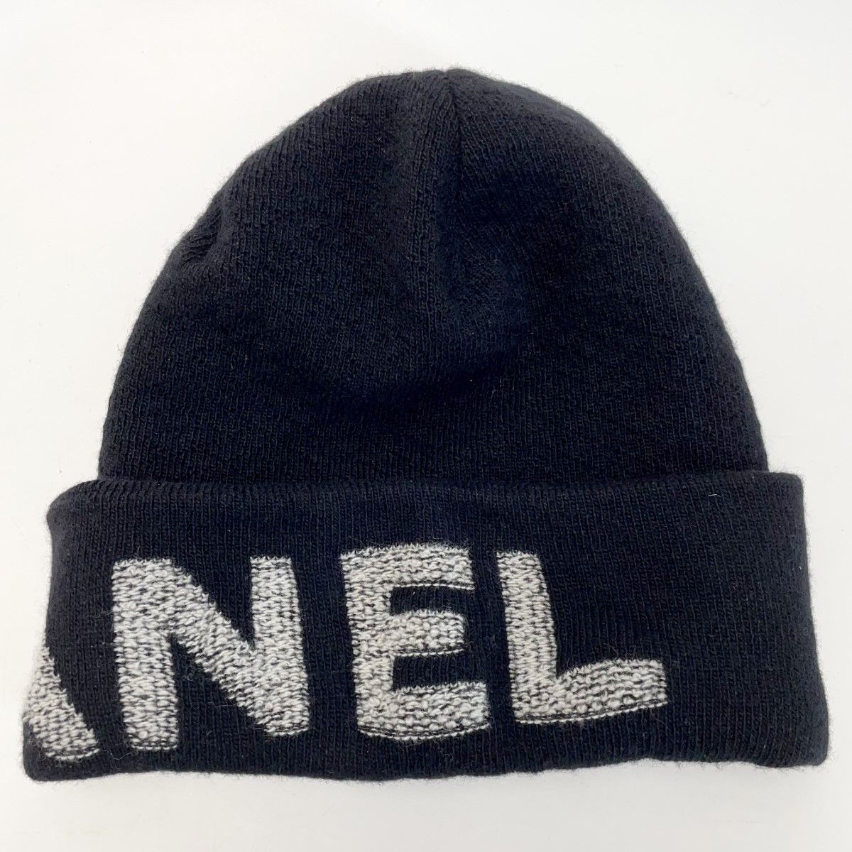 Chanel Knit Cap Wool 70 X Cashmere 30 Black Black