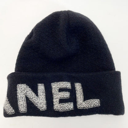 Chanel Knit Cap Wool 70 X Cashmere 30 Black Black