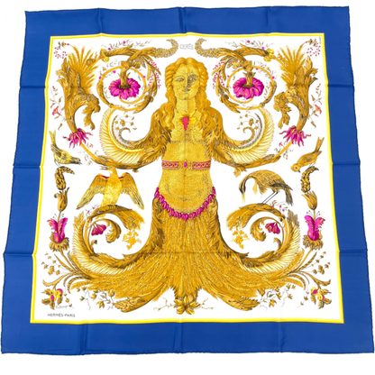 Hermes Scarf Carre 90 Silk Ceres Goddess Ceres Roman Mythology Navy