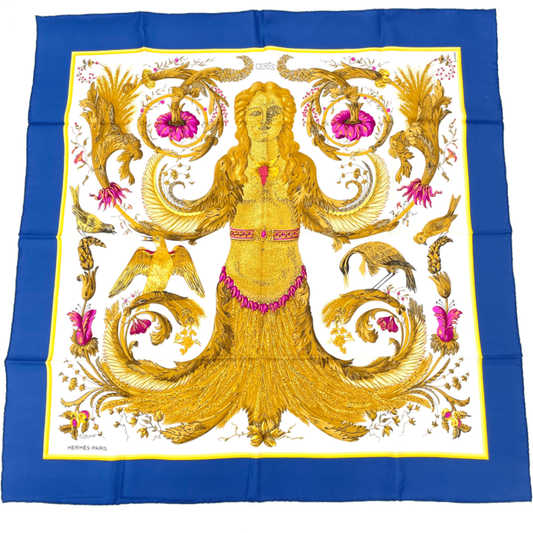 Hermes Scarf Carre 90 Silk Ceres Goddess Ceres Roman Mythology Navy