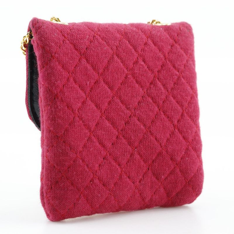 Chanel Chain Pouch Micro Cotton Red Ladies Pouch