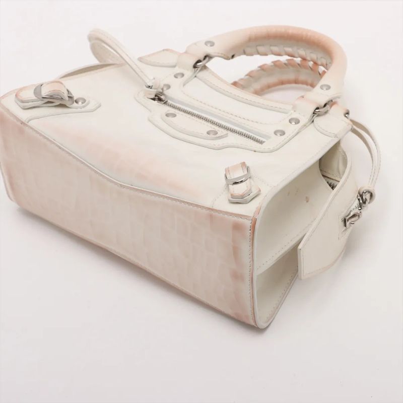 Balenciaga Neo Classic City Croc Embossed Leather 2WAY Handbag Crossbody