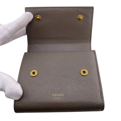 Celine Small Trifold Wallet Branded Coin Purse Bill Grey Ladies